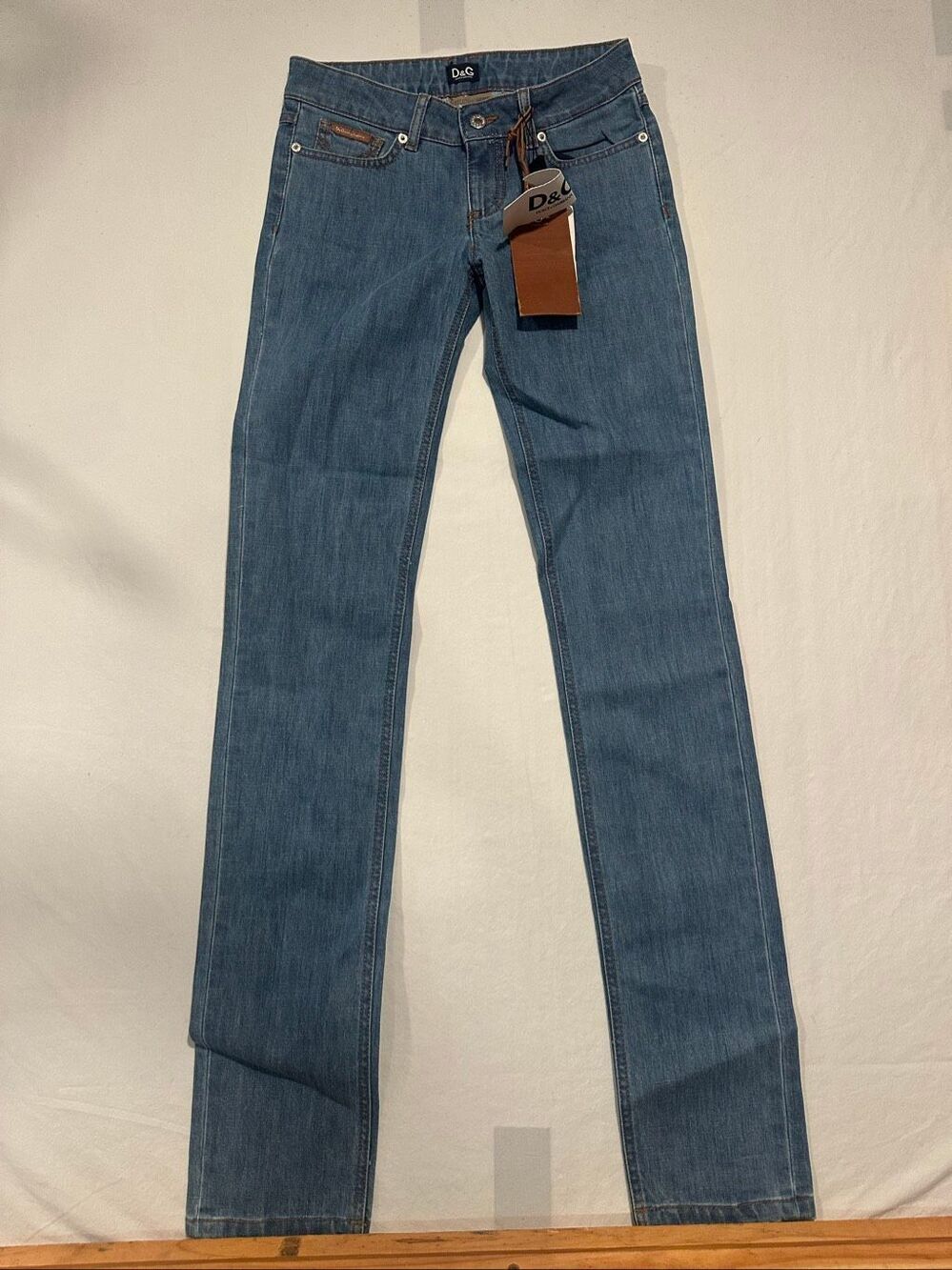 D&G Dolce & Gabbana Cute Fit Jeans Size 24 Low Rise Stretch Skinny Blue NWT